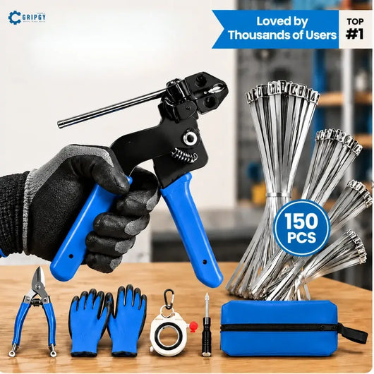 Gripgy™ Stainless Steel Zip Tie Tool Kit: Tension, Lock & Cut in One Squeeze