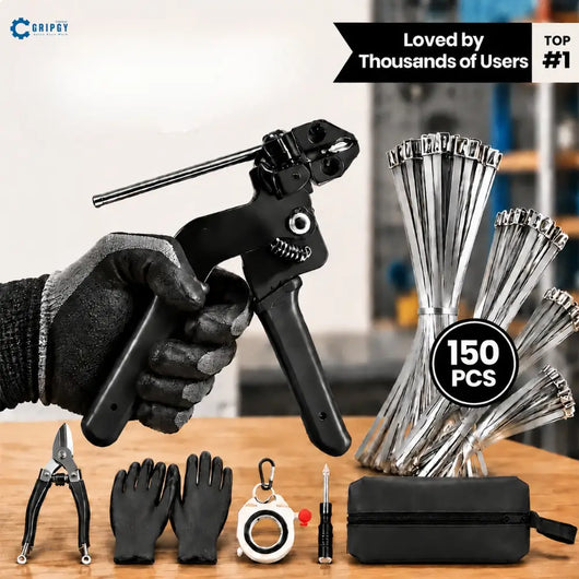 Gripgy™ Stainless Steel Zip Tie Tool Kit: Tension, Lock & Cut in One Squeeze