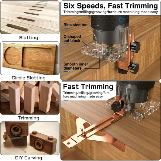 Gripgy™ Palm Router with 15 (1/4") Router Bits