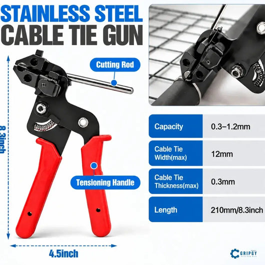 Gripgy™ Stainless Steel Zip Tie Tool Kit: Tension, Lock & Cut in One Squeeze