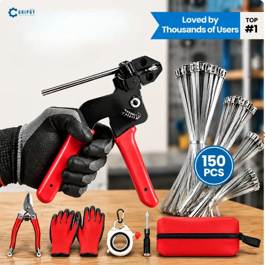 Gripgy™ Stainless Steel Zip Tie Tool Kit: Tension, Lock & Cut in One Squeeze