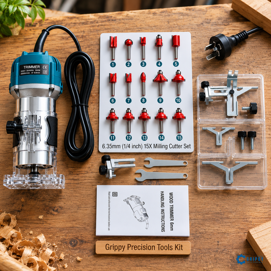 Gripgy™ Palm Router with 15 (1/4") Router Bits
