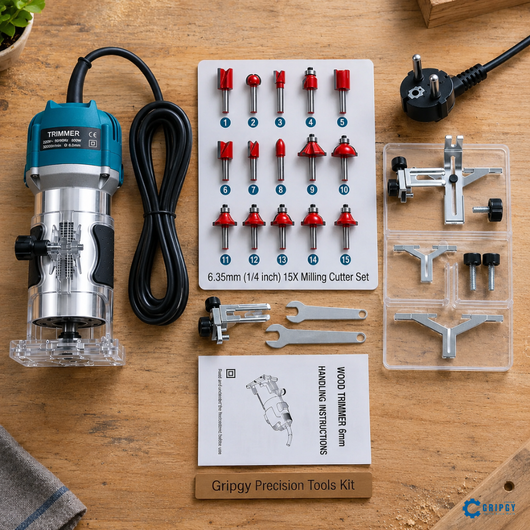 Gripgy™ Palm Router with 15 (1/4") Router Bits